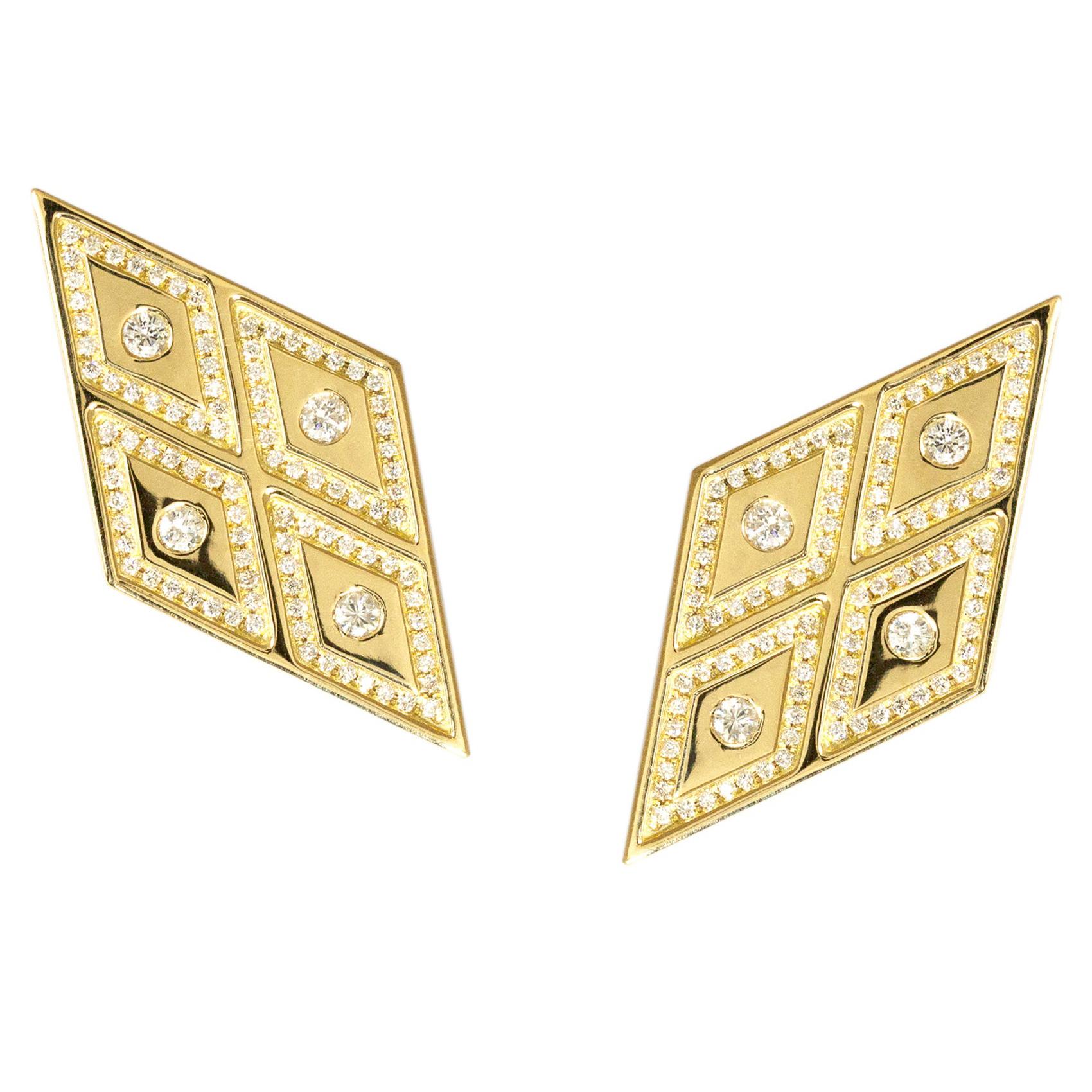 Ralph Masri Heliopolis Diamond Gold Earrings For Sale