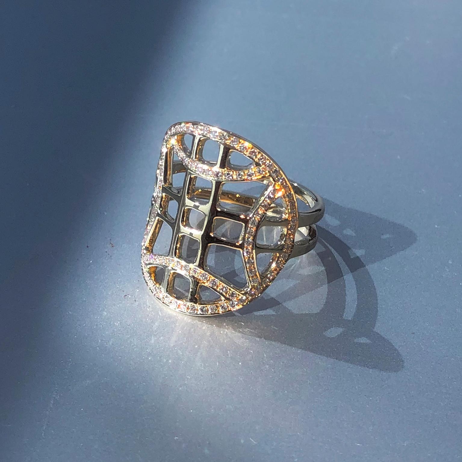 For Sale:  Ralph Masri Heliopolis Diamond Gold Lattice Ring 2