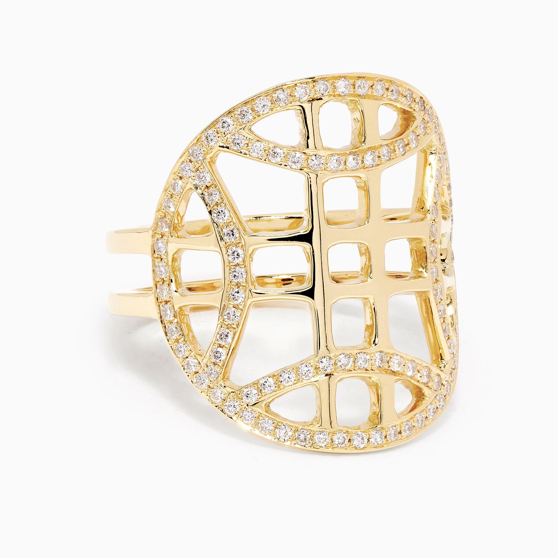 For Sale:  Ralph Masri Heliopolis Diamond Gold Lattice Ring 4