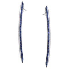 Ralph Masri Long Modernist Diamond and Sapphire Earrings