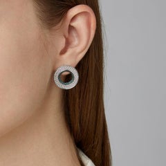 Ralph Masri Modernist Circular Diamond and Emerald Earrings