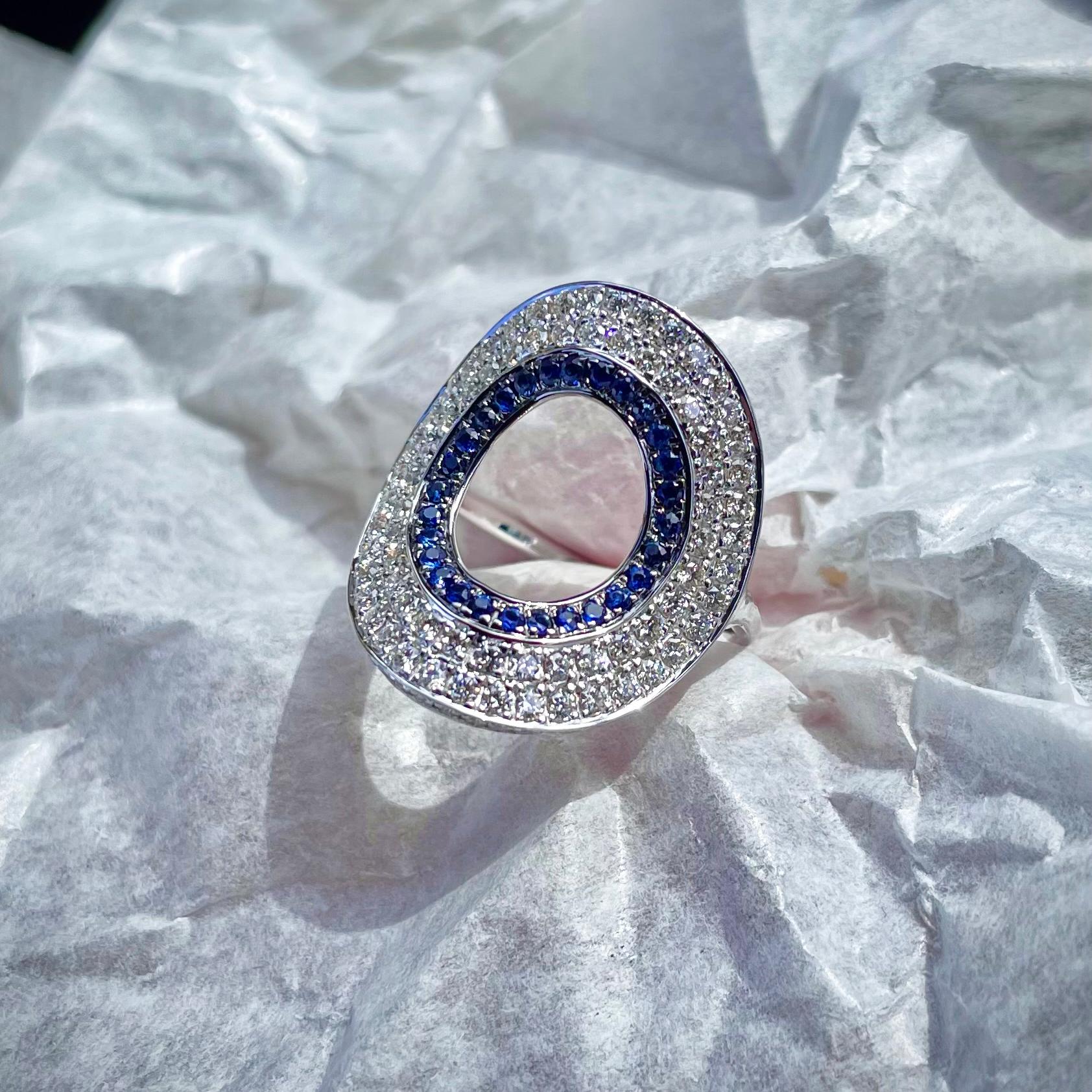 For Sale:  Ralph Masri Modernist Circular Diamond and Sapphire Ring 5