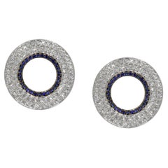 Ralph Masri Modernist Circular Diamond and Sapphire Earrings