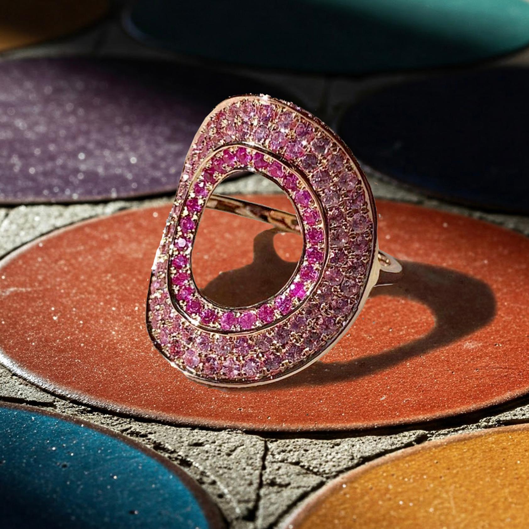 For Sale:  Ralph Masri Modernist Circular Pink Sapphire Ring 5