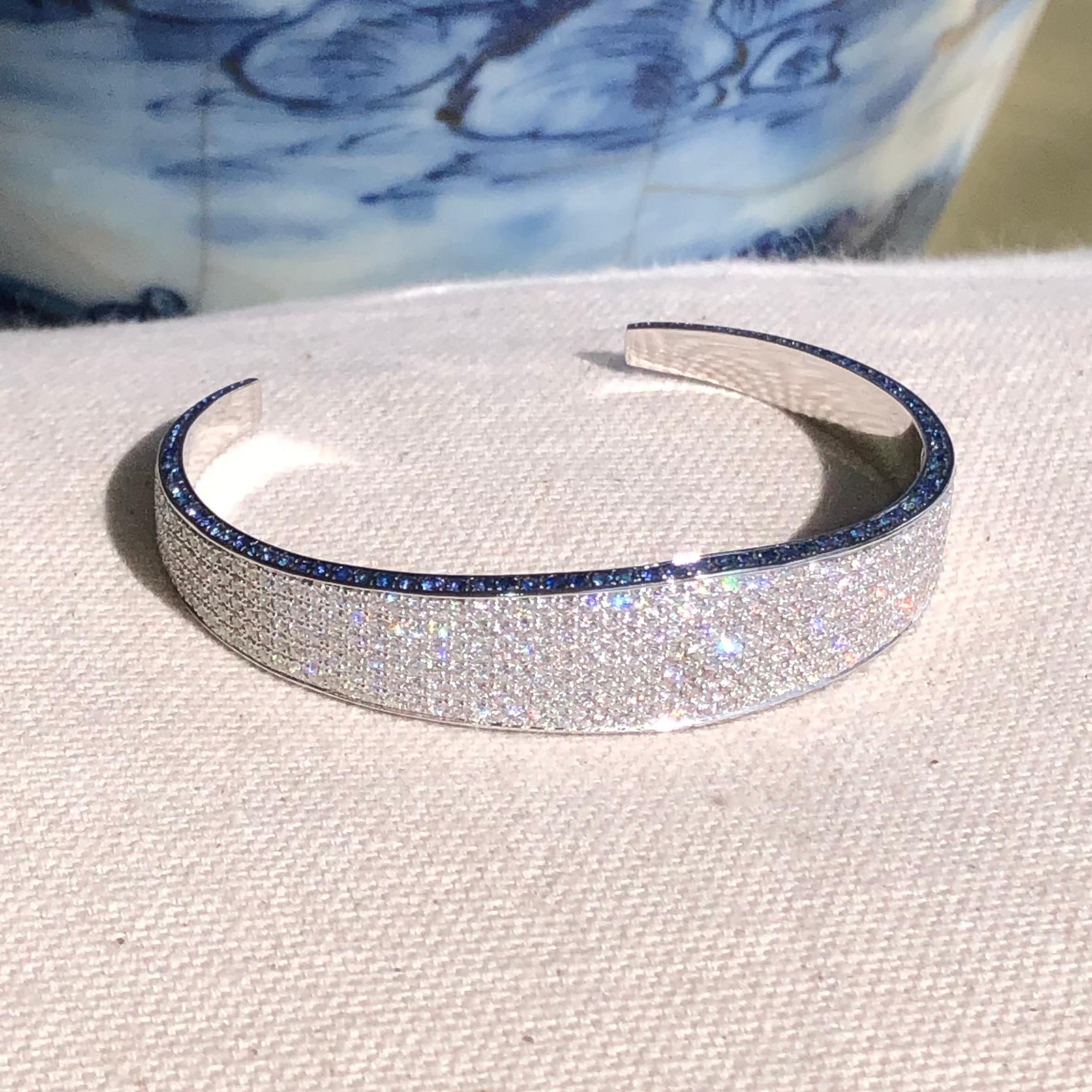 Moderniste Ralph Masri, bracelet moderniste en diamants et saphirs en vente