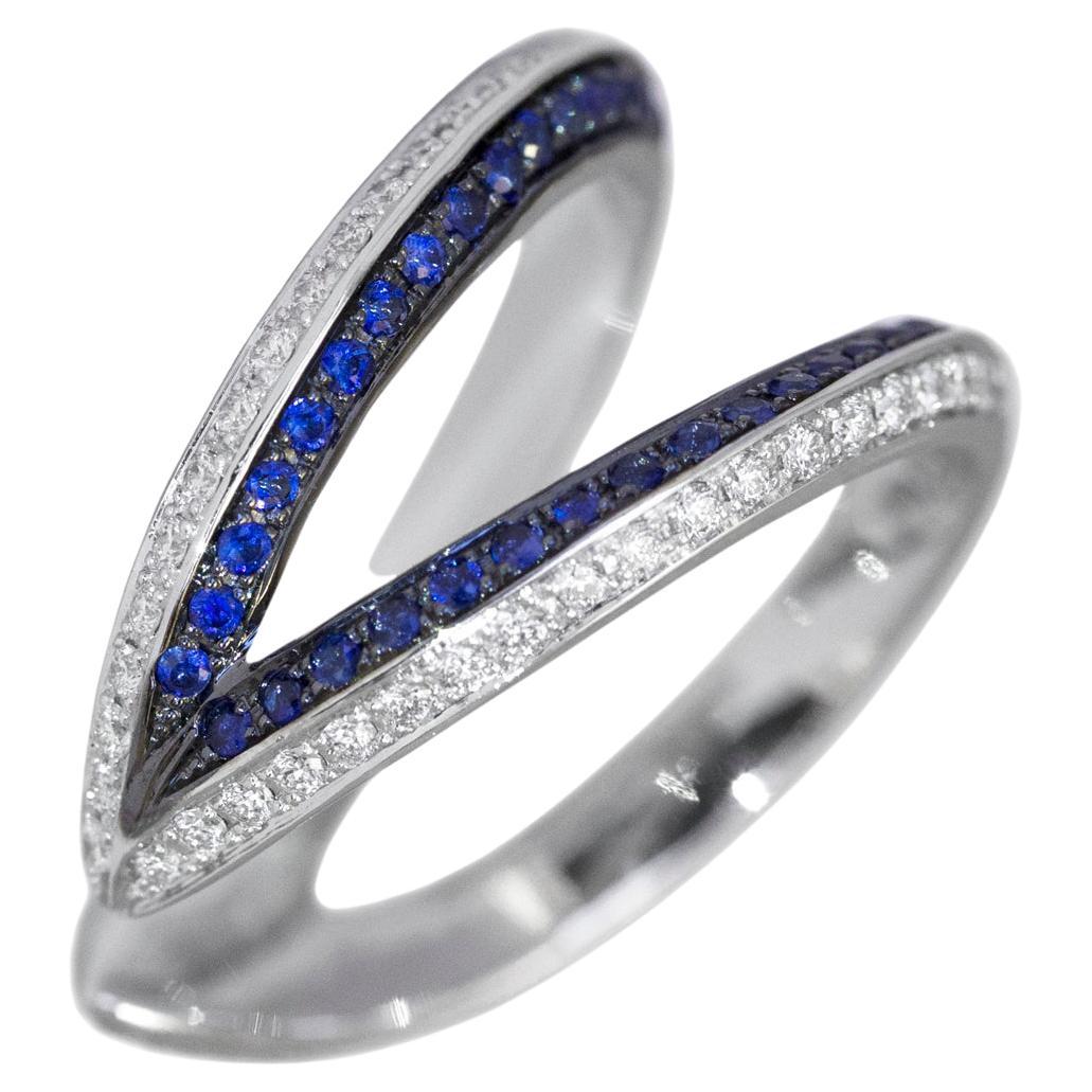 For Sale:  Ralph Masri Modernist Diamond Sapphire Double Band Ring