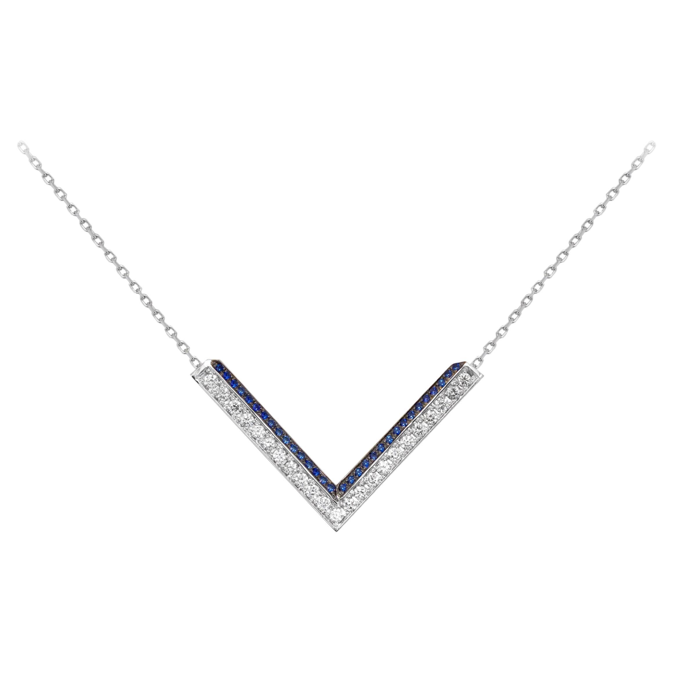 Modernistische Diamant-Saphir-Halskette von Ralph Masri im Angebot