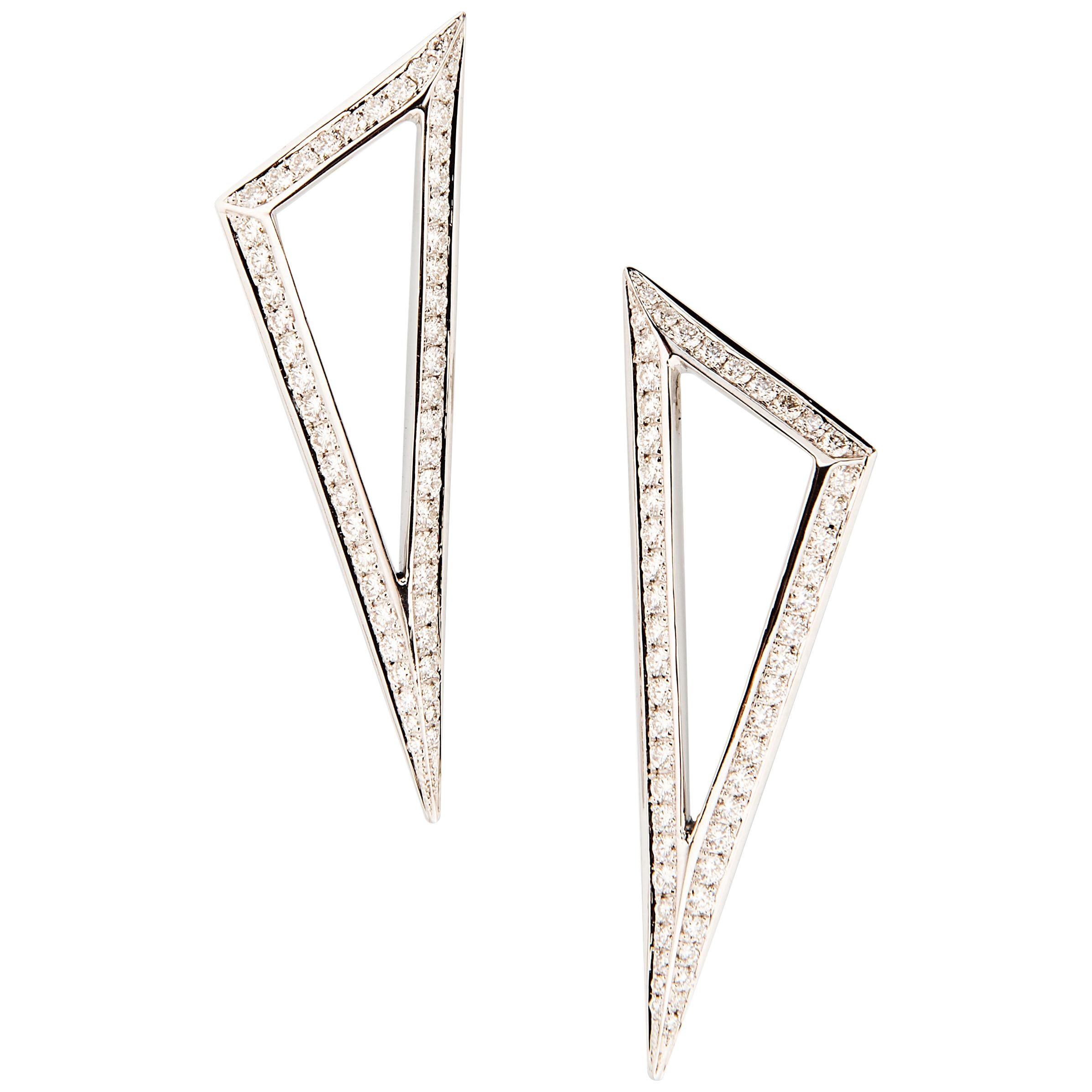 Contemporary Ralph Masri Modernist Diamond Triangle Earrings For Sale