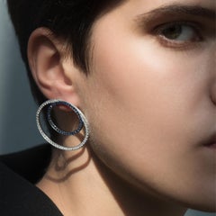 Ralph Masri Modernist Oval Diamond and Sapphire Earrings