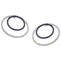 Ralph Masri Modernist Oval Diamond and Sapphire Earrings