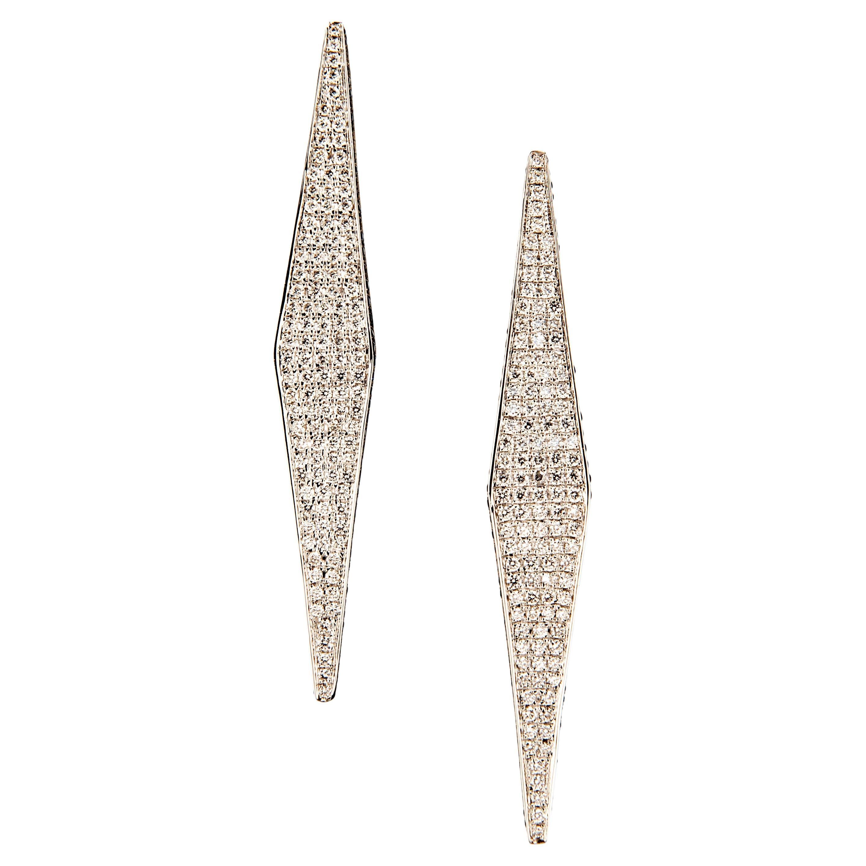 Ralph Masri Modernist Pave Diamond and Sapphire Earrings For Sale