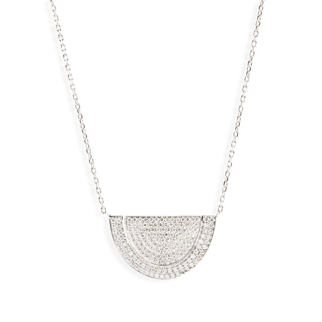 Ralph Masri Modernist Pave Diamond Necklace In Excellent Condition In Weston, MA