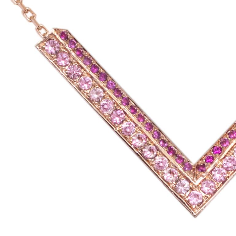 Round Cut Ralph Masri Modernist Pink Sapphire Necklace For Sale