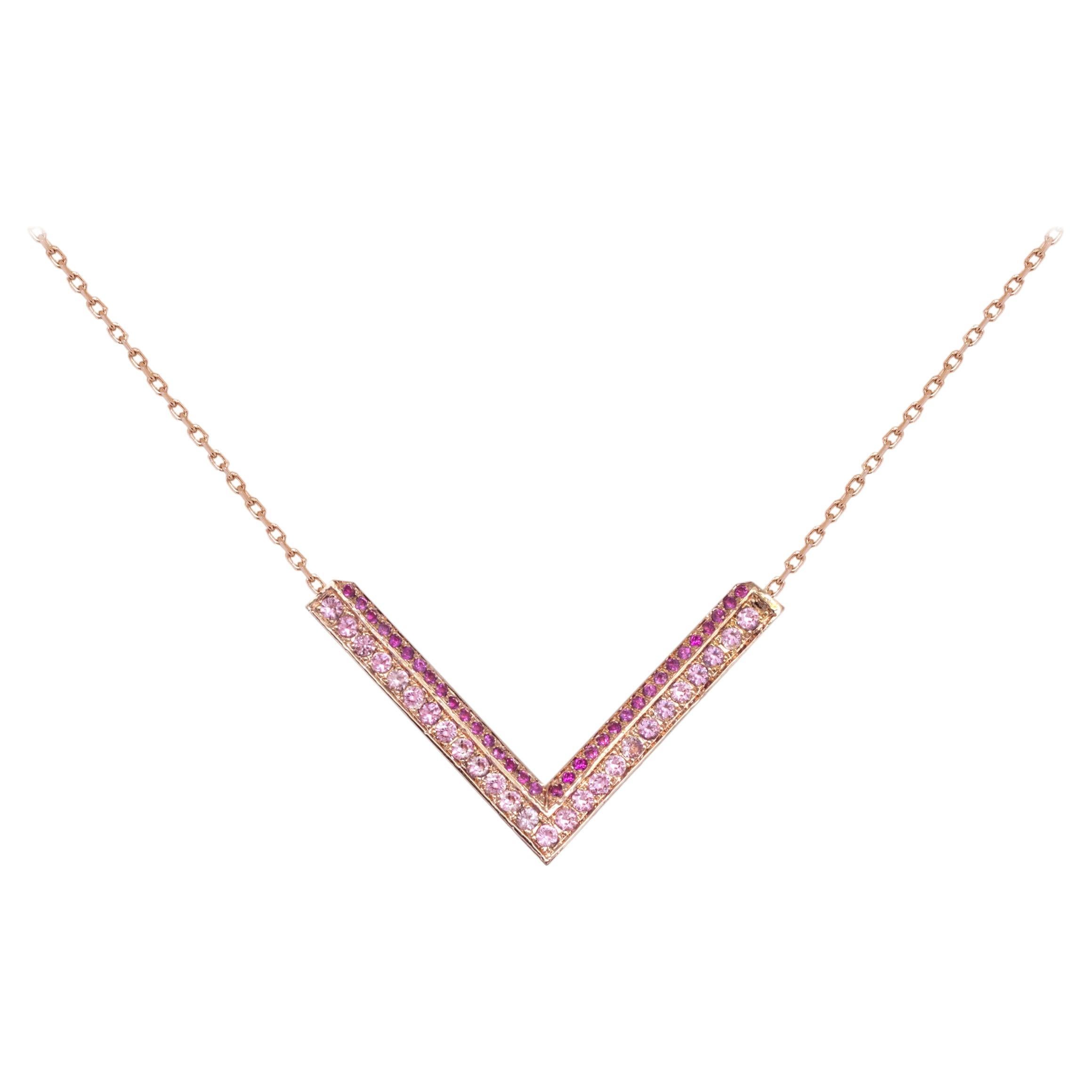 Modernistische rosa Saphir-Halskette von Ralph Masri