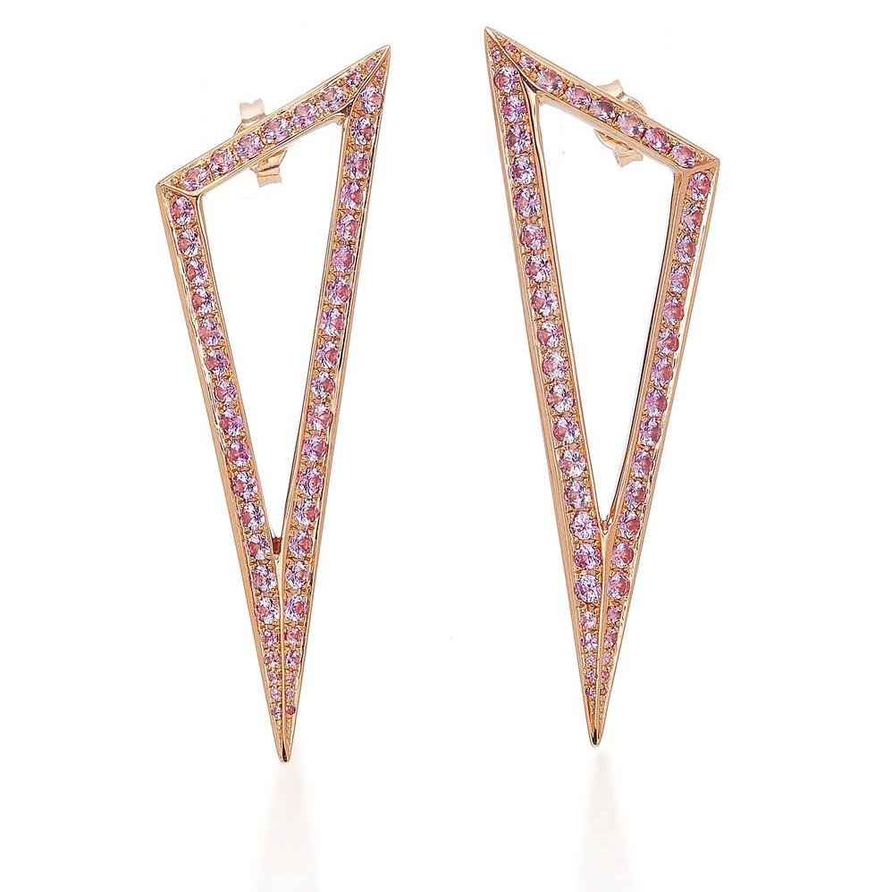 Ralph Masri Modernist Triangular Pink Sapphire Earrings In New Condition For Sale In Barcelona, Barcelona