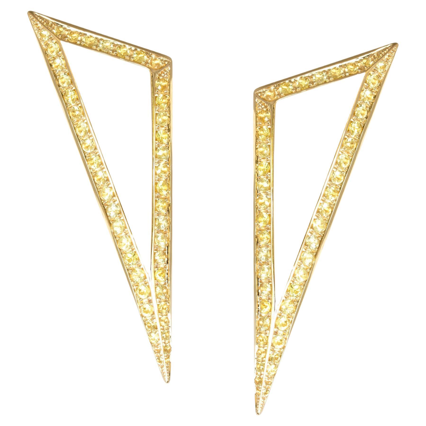 Ralph Masri Modernist Triangular Yellow Sapphire Earrings For Sale