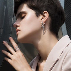 Ralph Masri Phoenician Script Diamond Bolt Earrings