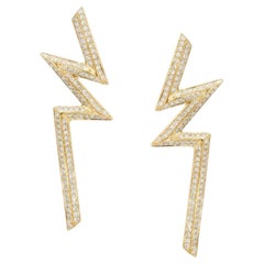 Ralph Masri Phoenician Script Diamond Bolt Yellow Gold Earrings
