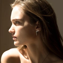 Ralph Masri Phoenician Script Diamond and Sapphire Earrings