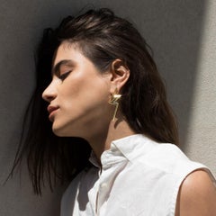 Ralph Masri Phoenician Script 18kt Yellow Gold Earrings