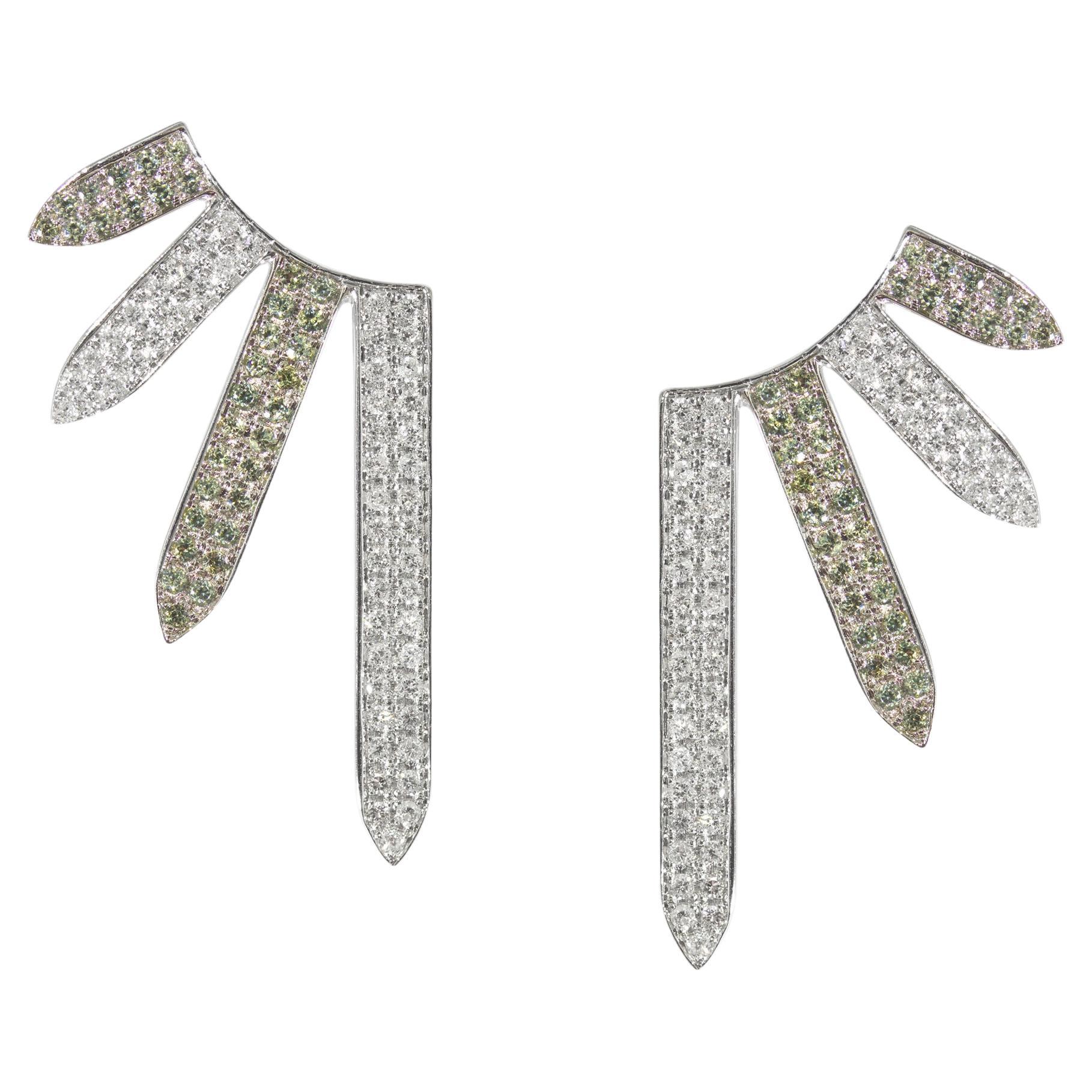 Ralph Masri Sacred Windows Diamant-Ohrringe mit grünem Saphir