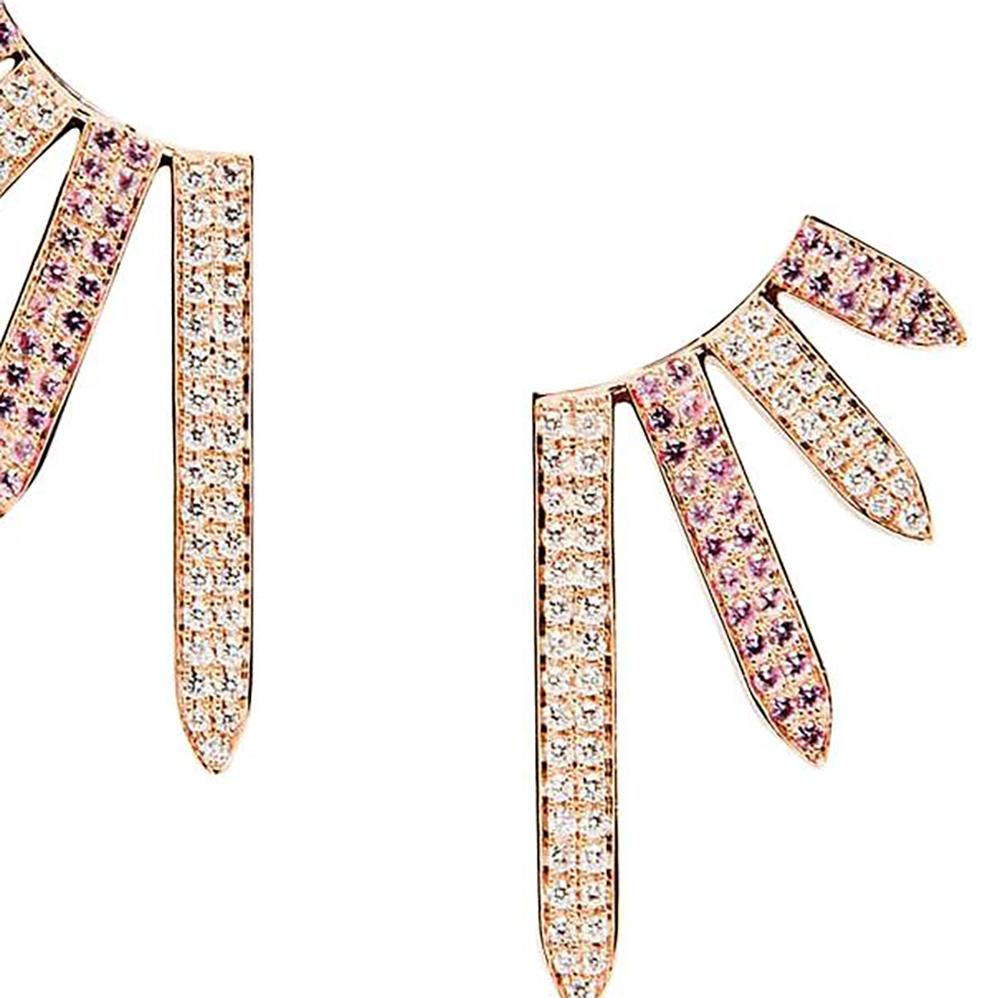Contemporary Ralph Masri Sacred Windows Pink Sapphire and Diamond Earrings For Sale