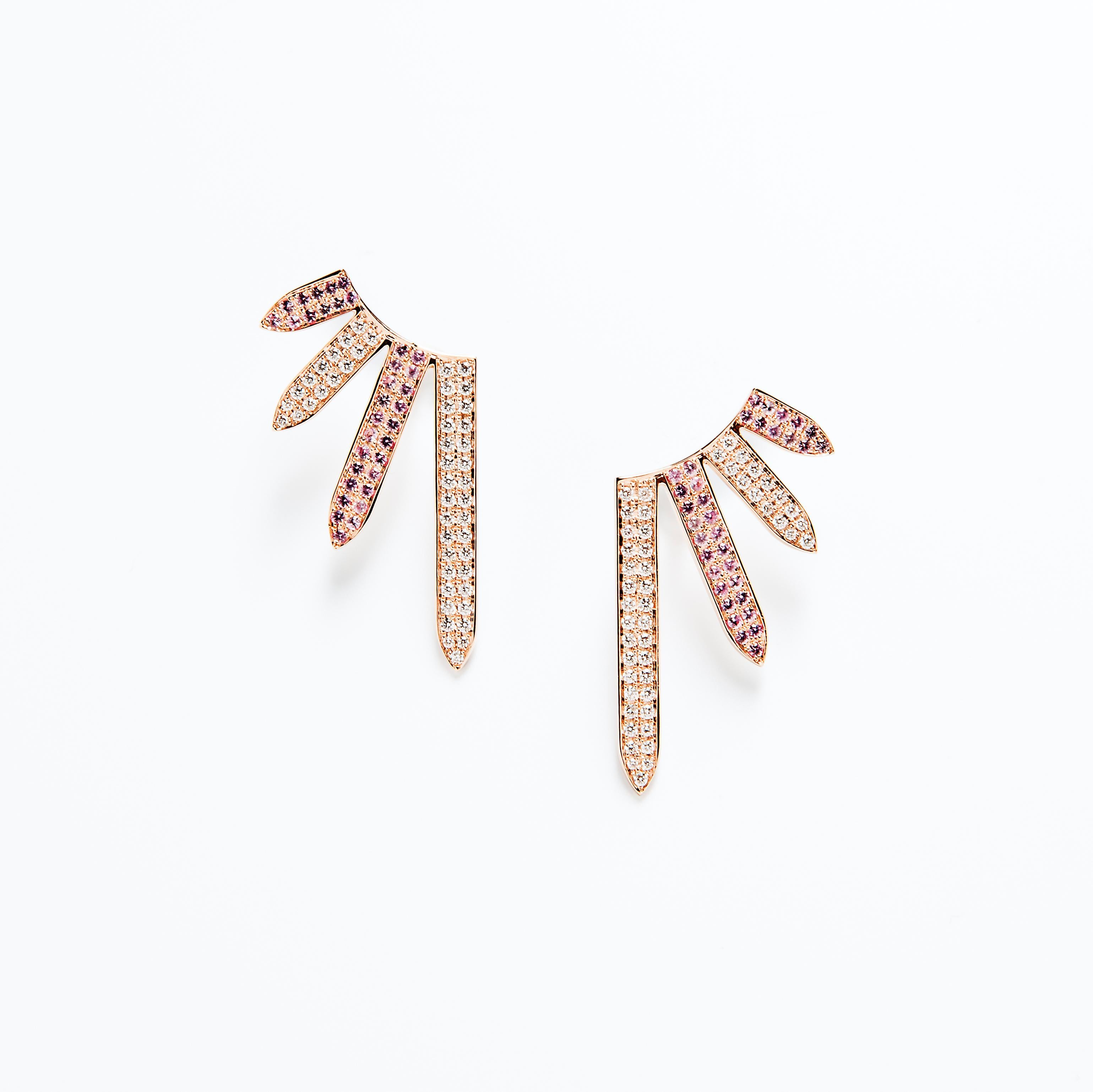 Round Cut Ralph Masri Sacred Windows Pink Sapphire and Diamond Earrings For Sale