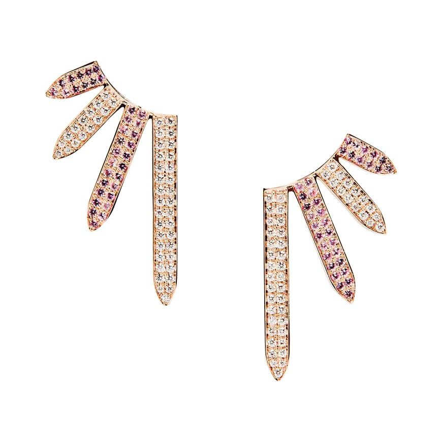 Ralph Masri Sacred Windows Pink Sapphire and Diamond Earrings For Sale