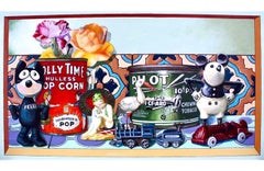 Large Ralph Massey California Pop Art Painting Vintage Americana, Toys Old Cars