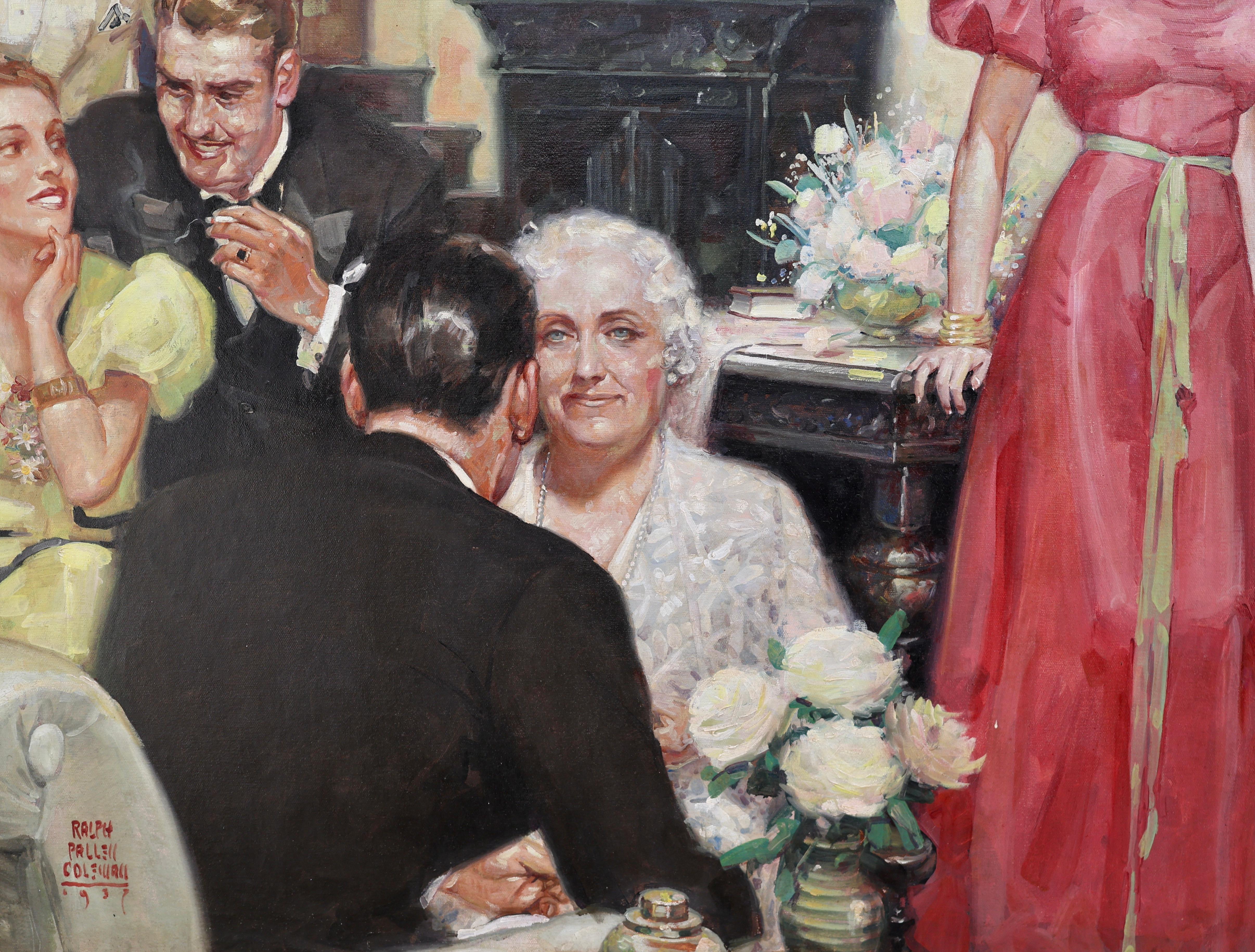 Ne vous précipitez pas sur la plus jolie fille de la salle. - Orange Interior Painting par Ralph Pallen Coleman