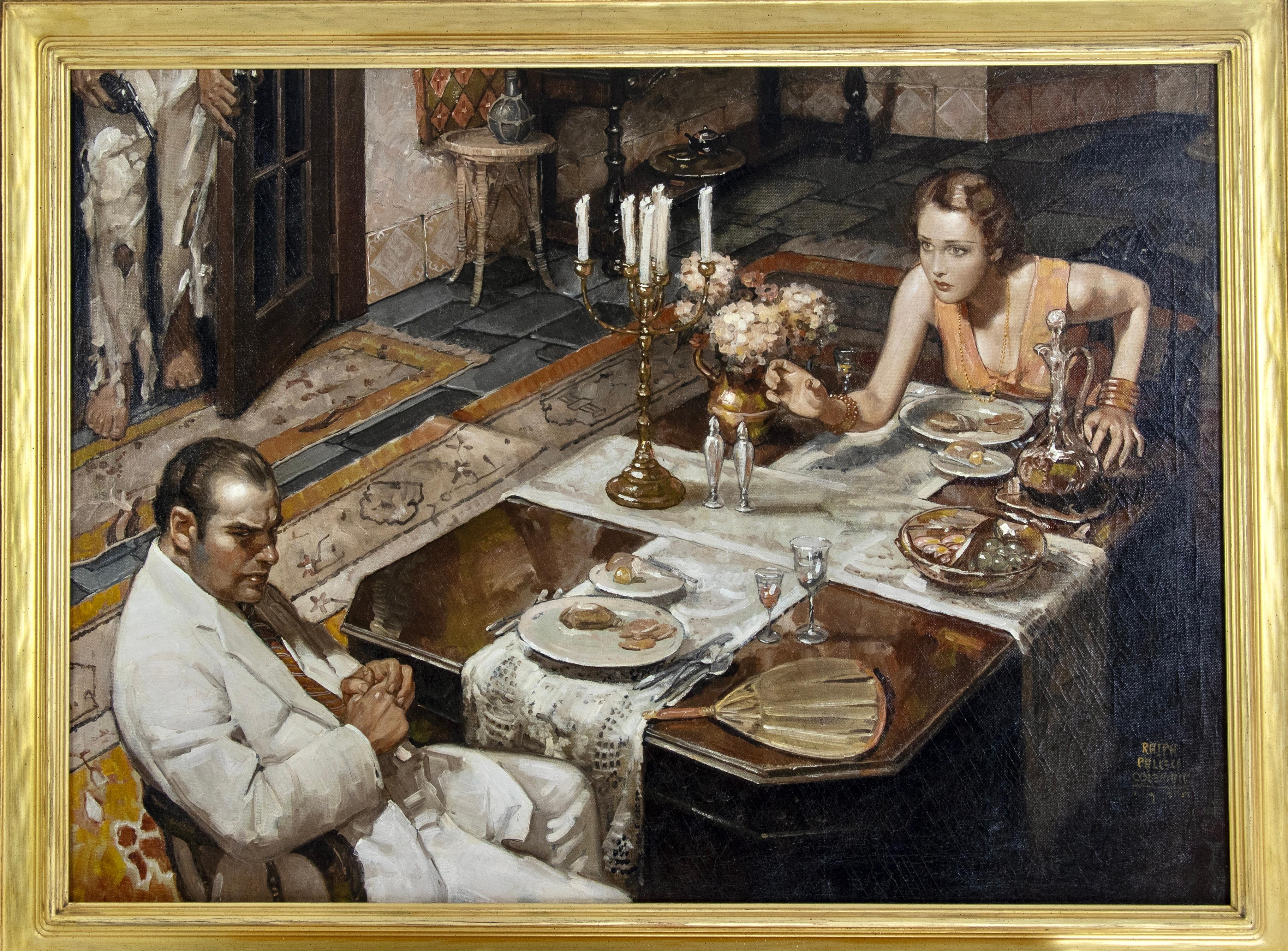 Rosa et le docteur Lutyens se disputent violemment l'illustration d'une histoire pour Cosmopolita - Painting de Ralph Pallen Coleman
