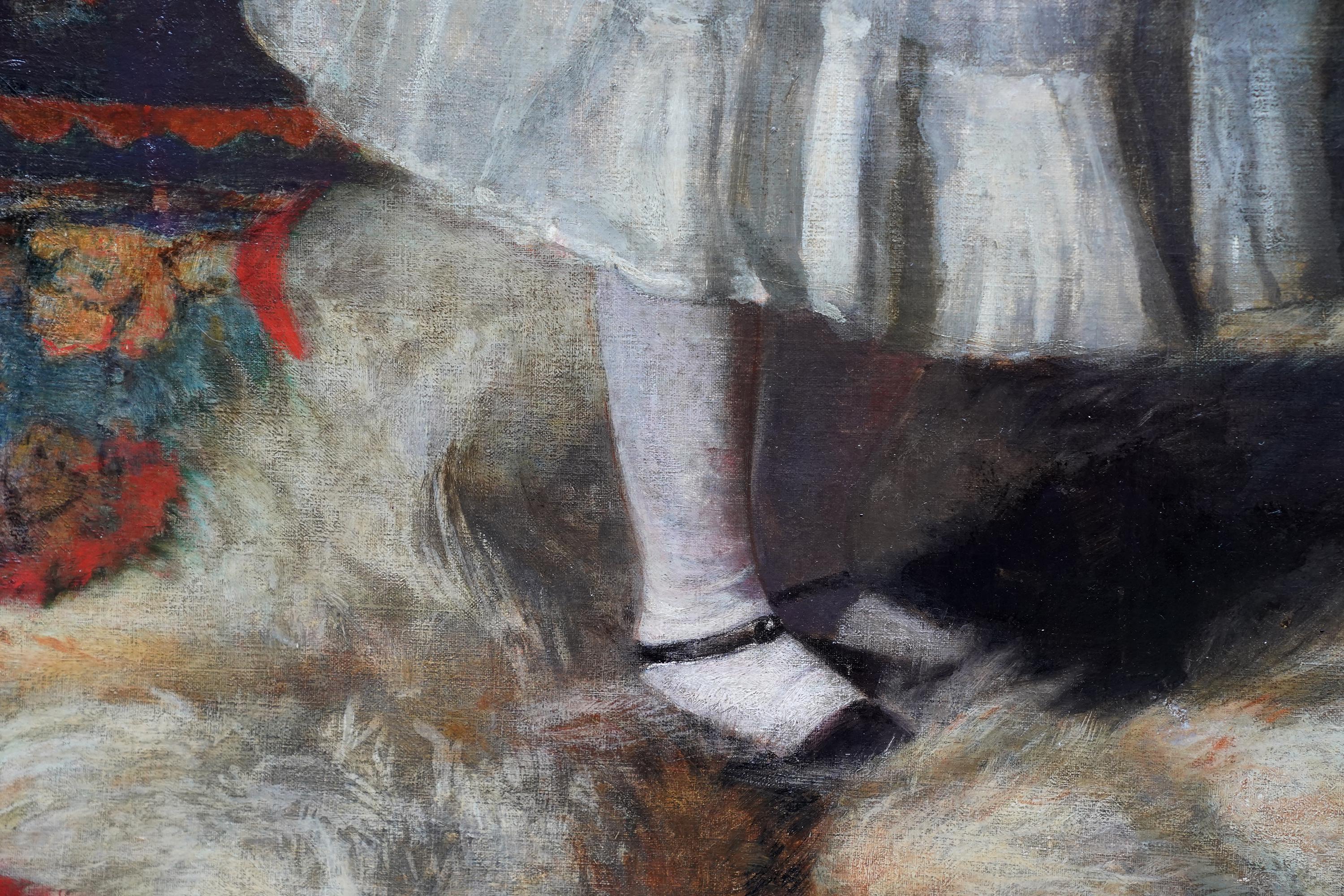 Ritratto di ragazza che suona il pianoforte - Quadro ad olio di arte musicale del XIX secolo britannico in vendita 5