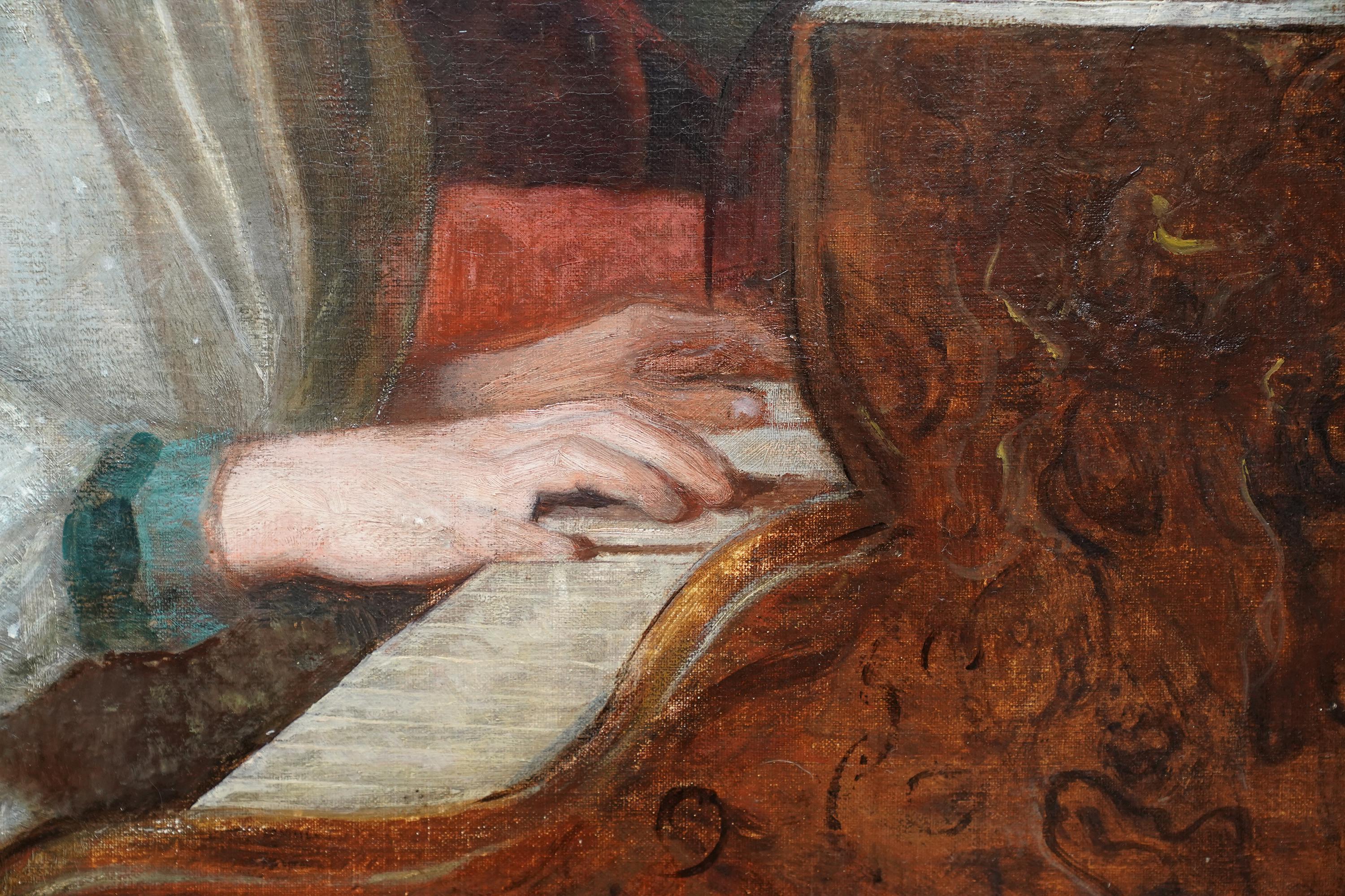Ritratto di ragazza che suona il pianoforte - Quadro ad olio di arte musicale del XIX secolo britannico in vendita 3