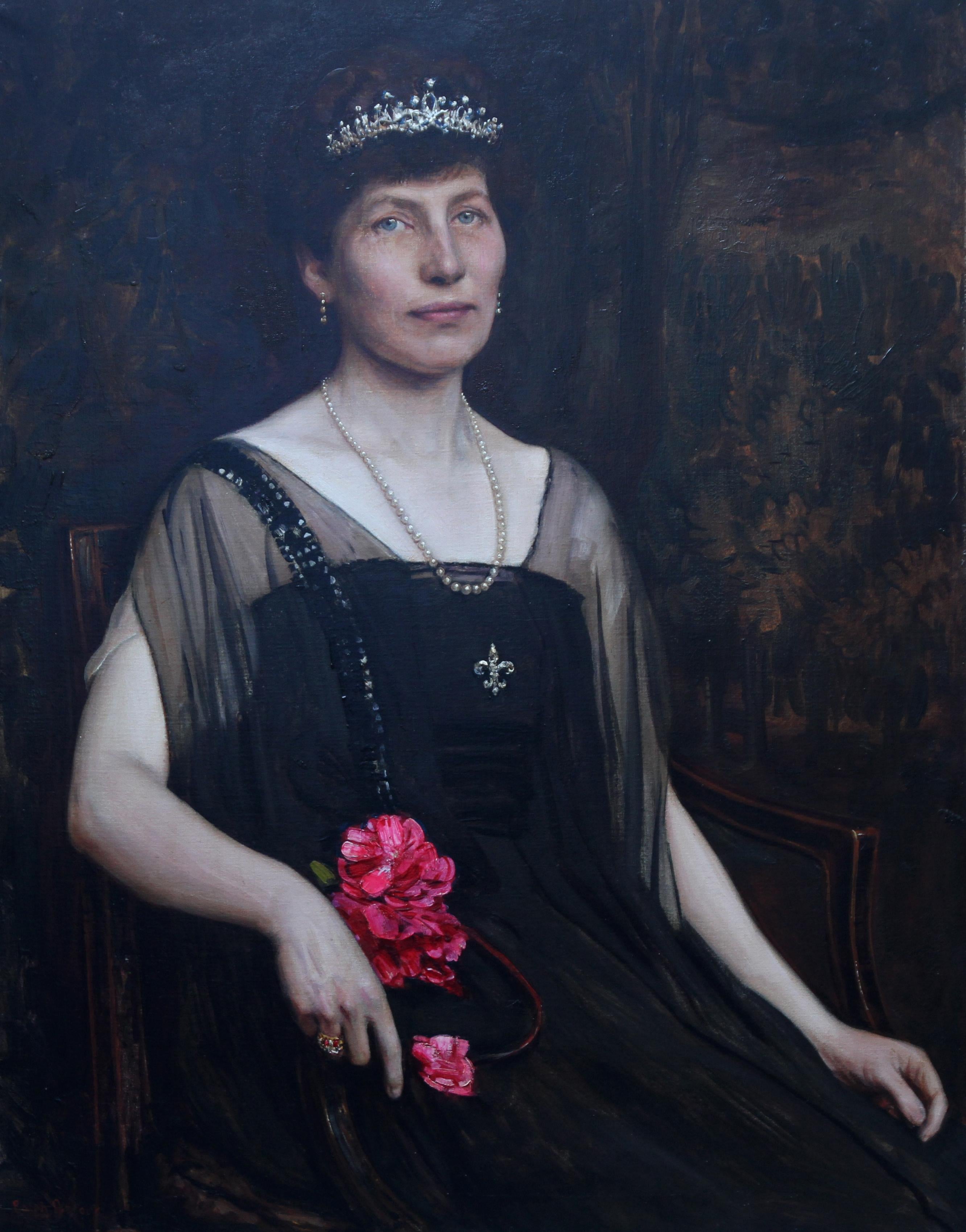  Portrait of an Edwardian Lady - British 1900 art female portrait oil painting For Sale 1