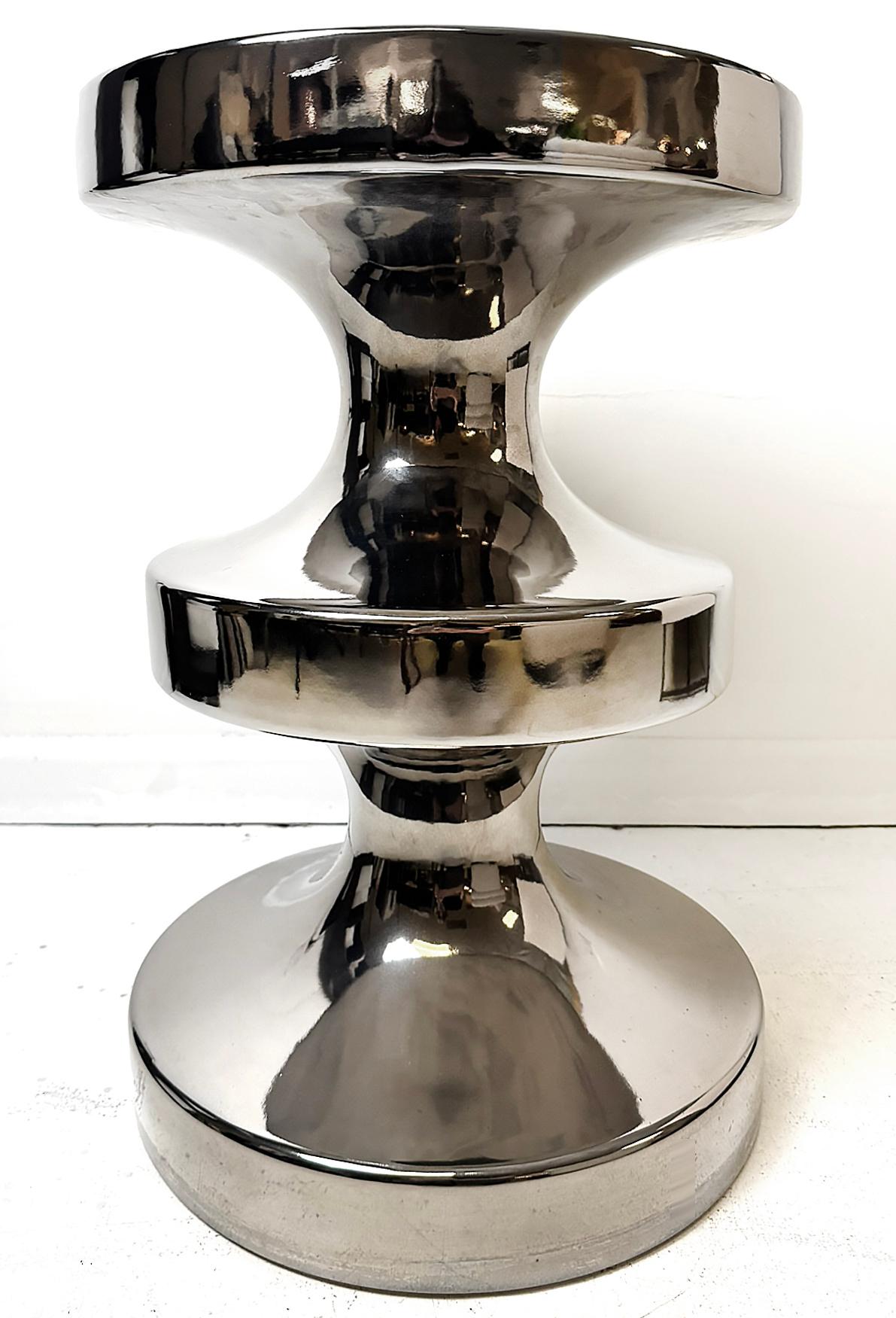 Moderne Ralph Pucci International India Mahdavi Tabouret et table d'appoint en argent en vente