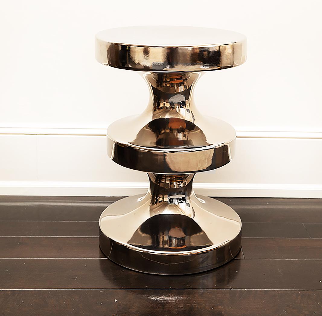 Français Ralph Pucci International India Mahdavi Tabouret et table d'appoint en argent en vente