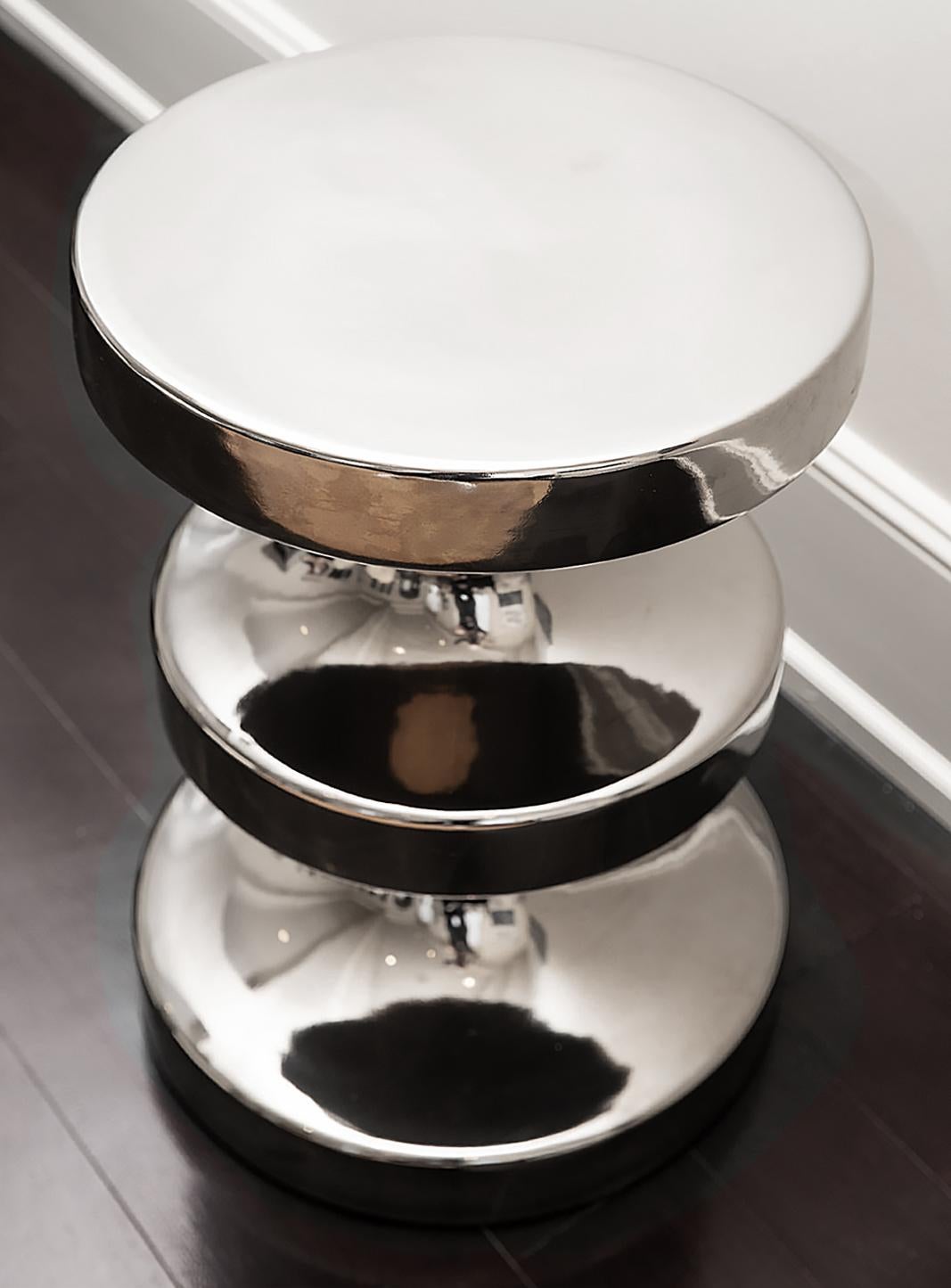 XXIe siècle et contemporain Ralph Pucci International India Mahdavi Tabouret et table d'appoint en argent en vente