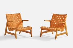 Ralph Rapson, Rare Lounge Chairs, Maple, Cotton, Brass, USA, 1945