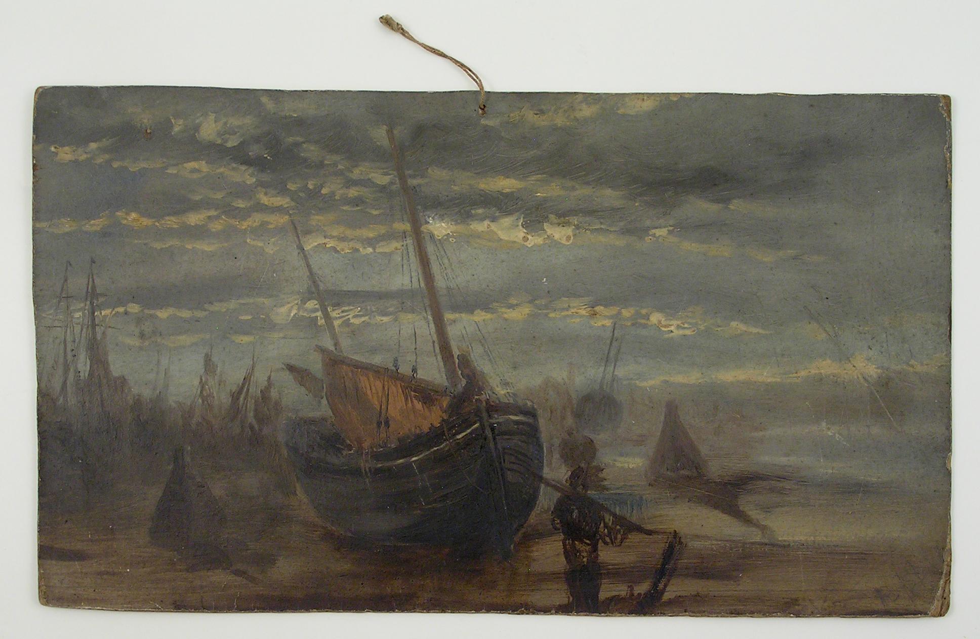 Ralph R. Stubbs - Low tide at Sunset - English 19th Century Marine Oil Painting For Sale 5