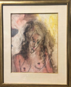 Jeune femme aquarelle expressionniste
