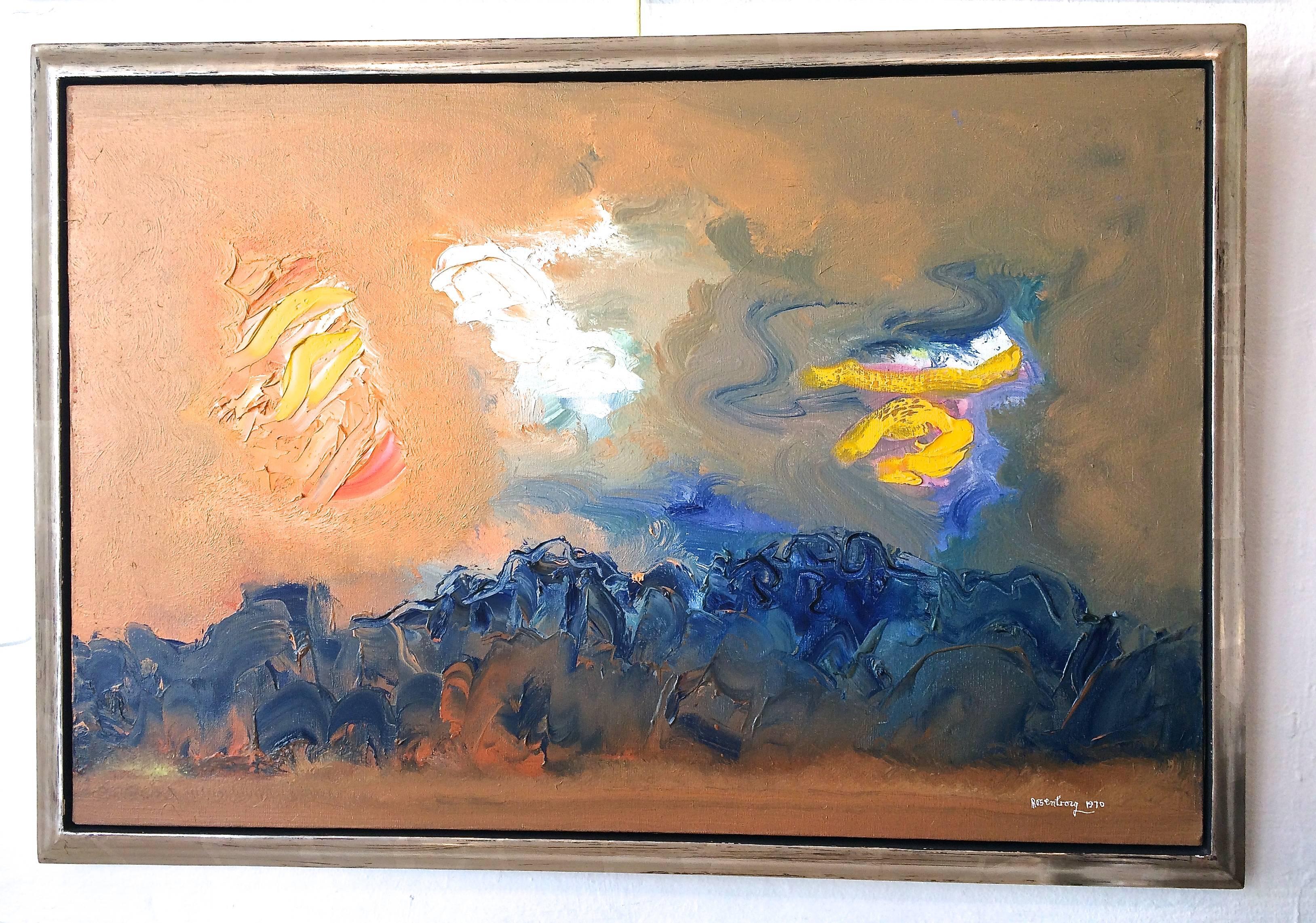 Soire et collines vertes sombres Expressionniste abstrait - Painting de Ralph Rosenborg