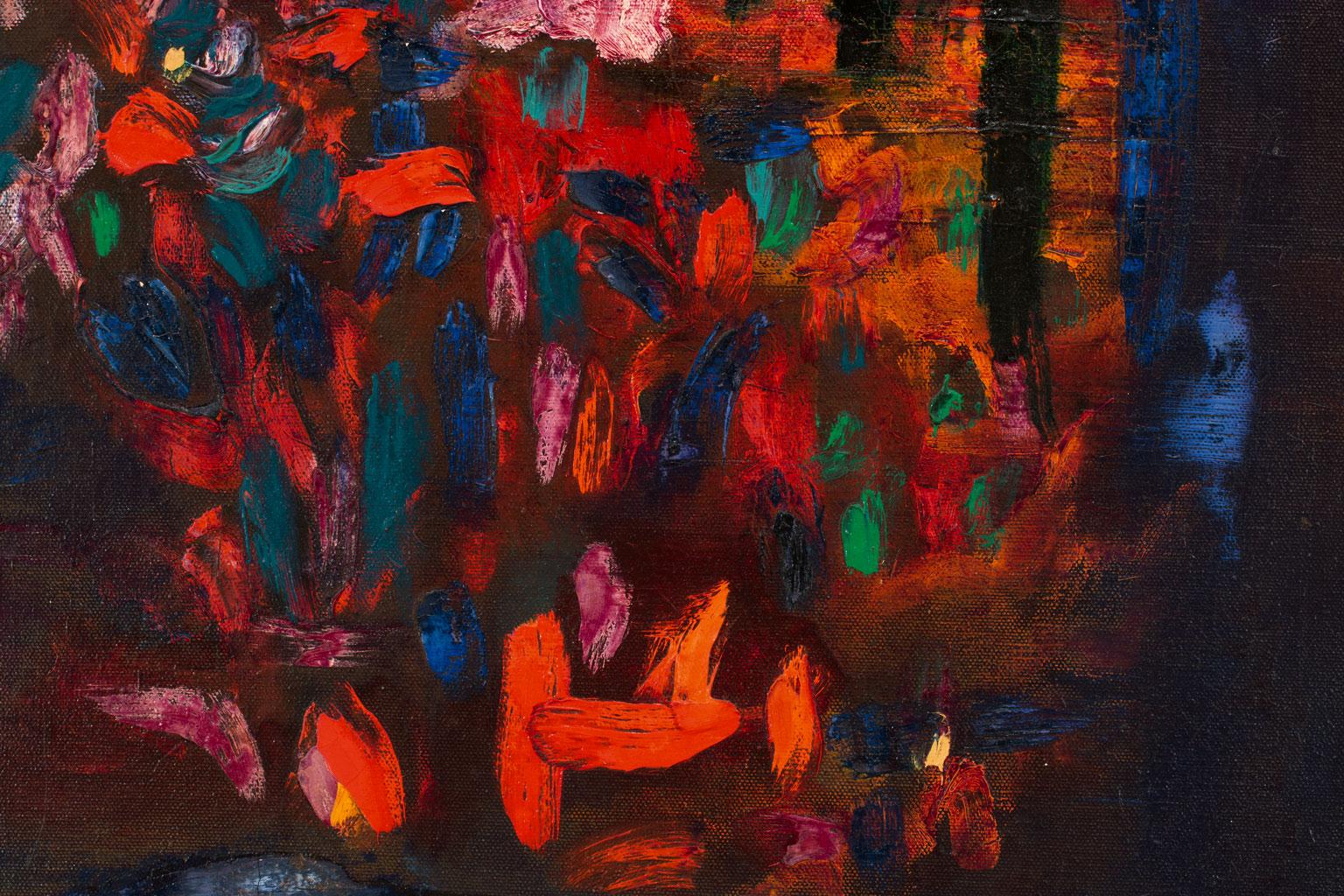« House, & Flowers, & Moonlight », peinture à l'huile sur toile encadrée de Ralph Rosenborg en vente 3
