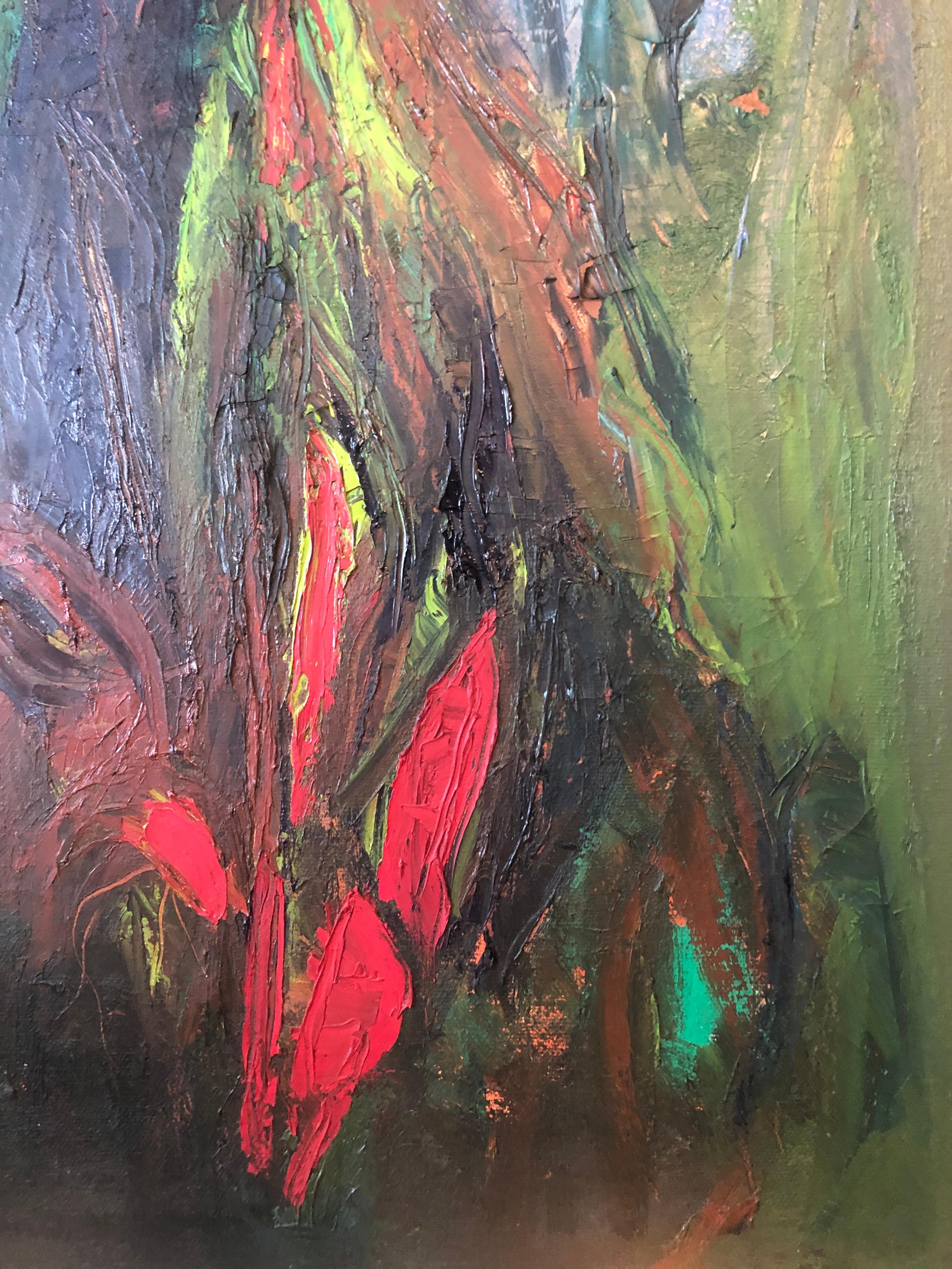 Gran pintura al óleo expresionista abstracta colorista MCM Modernista Ralph Rosenborg en venta 9