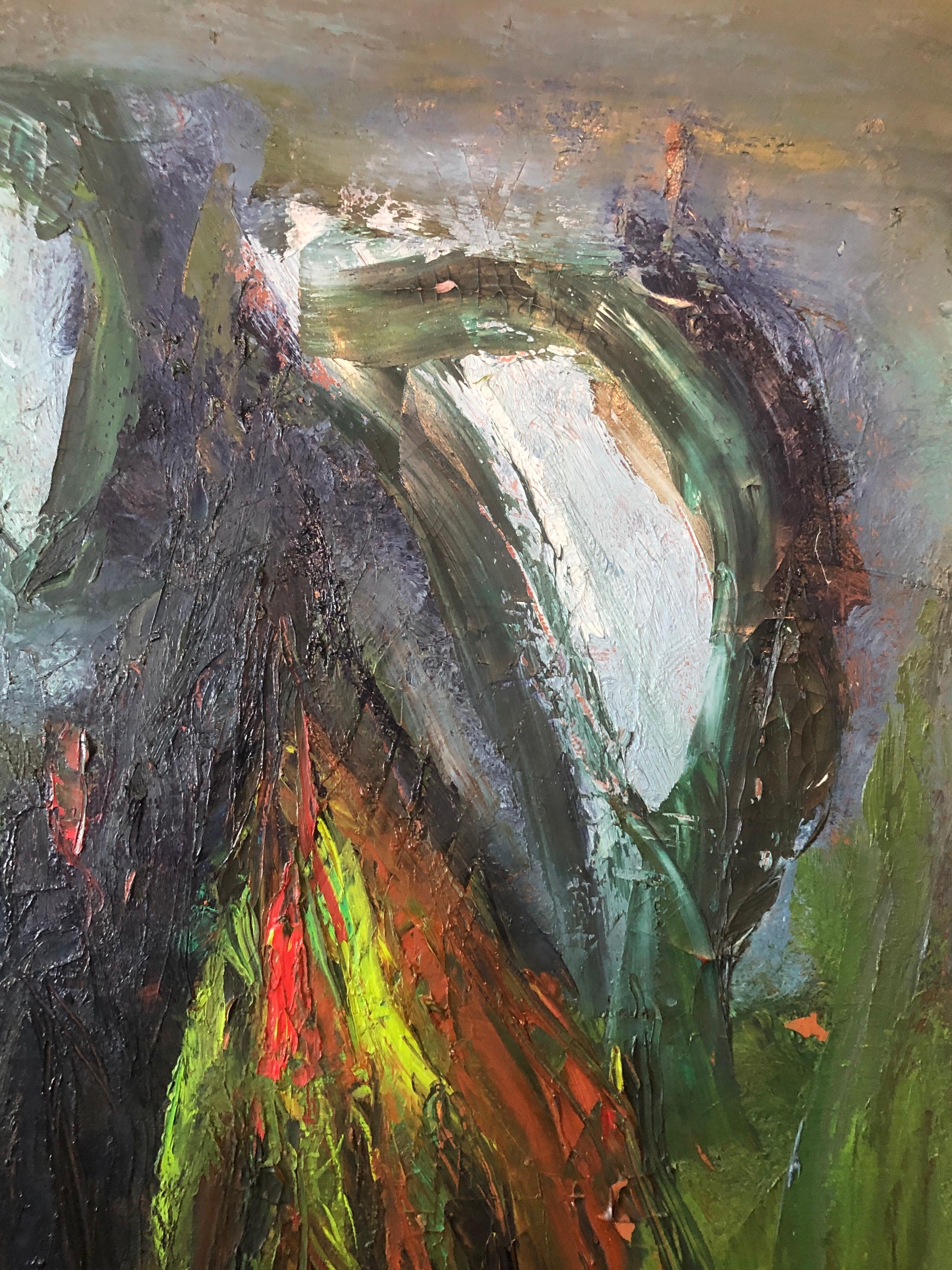Gran pintura al óleo expresionista abstracta colorista MCM Modernista Ralph Rosenborg en venta 10