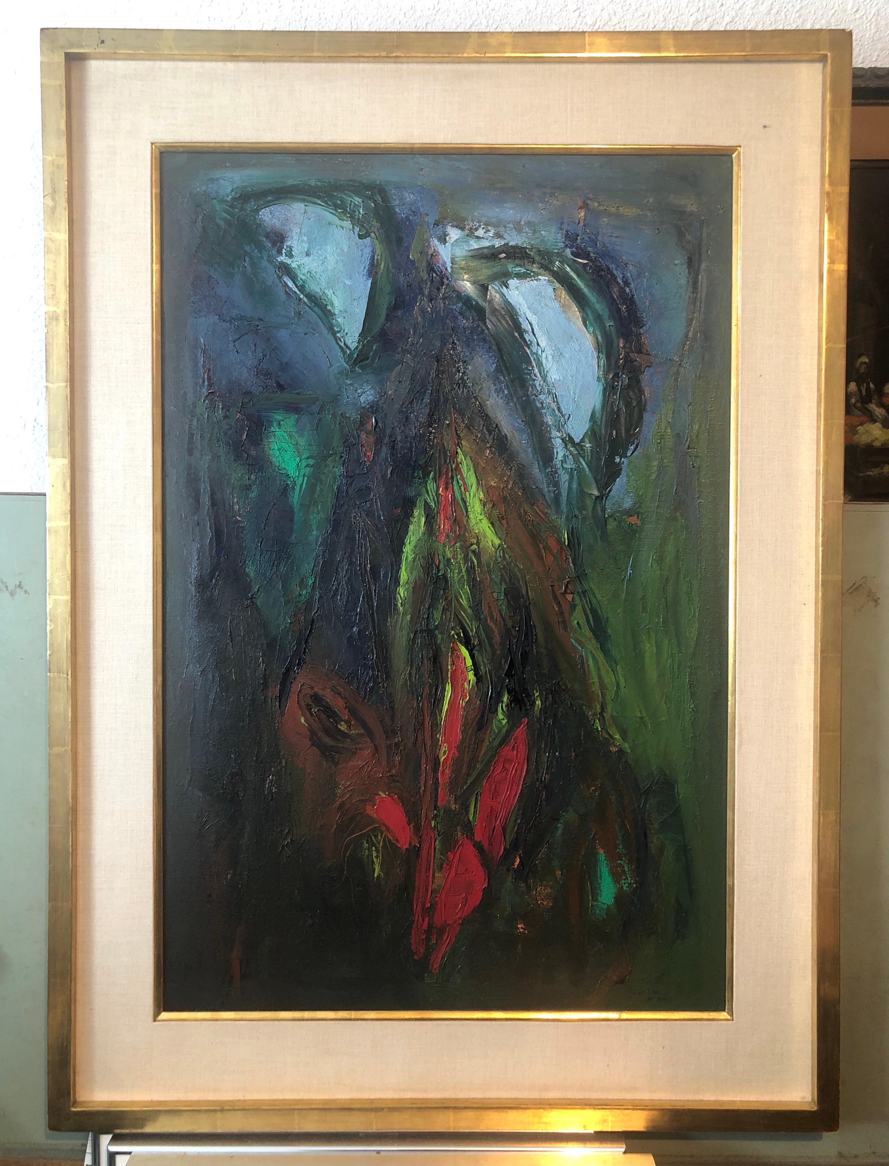 Large Colorful MCM Abstract Expressionist Oil Painting Modernist Ralph Rosenborg For Sale 10