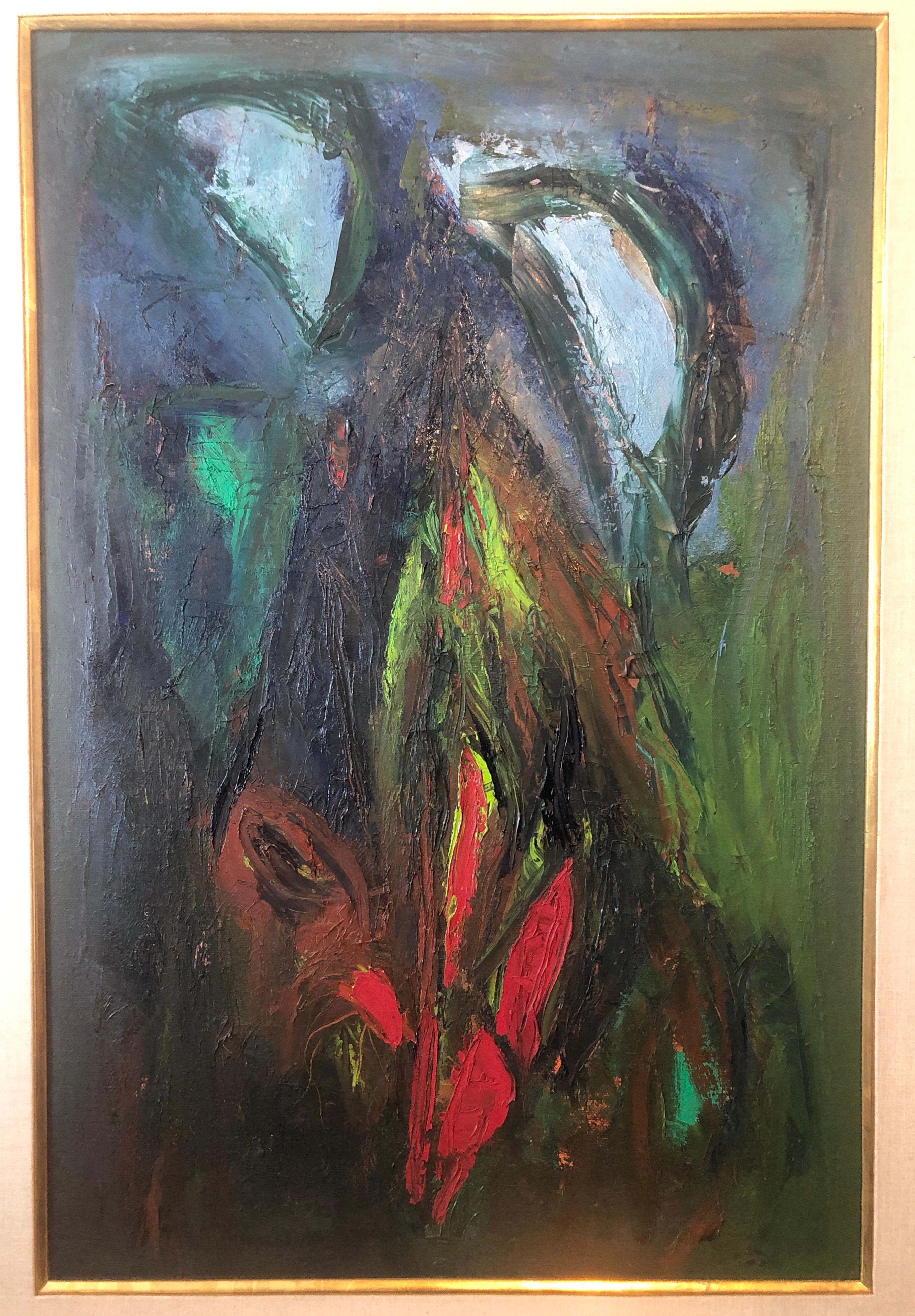 Gran pintura al óleo expresionista abstracta colorista MCM Modernista Ralph Rosenborg en venta 1