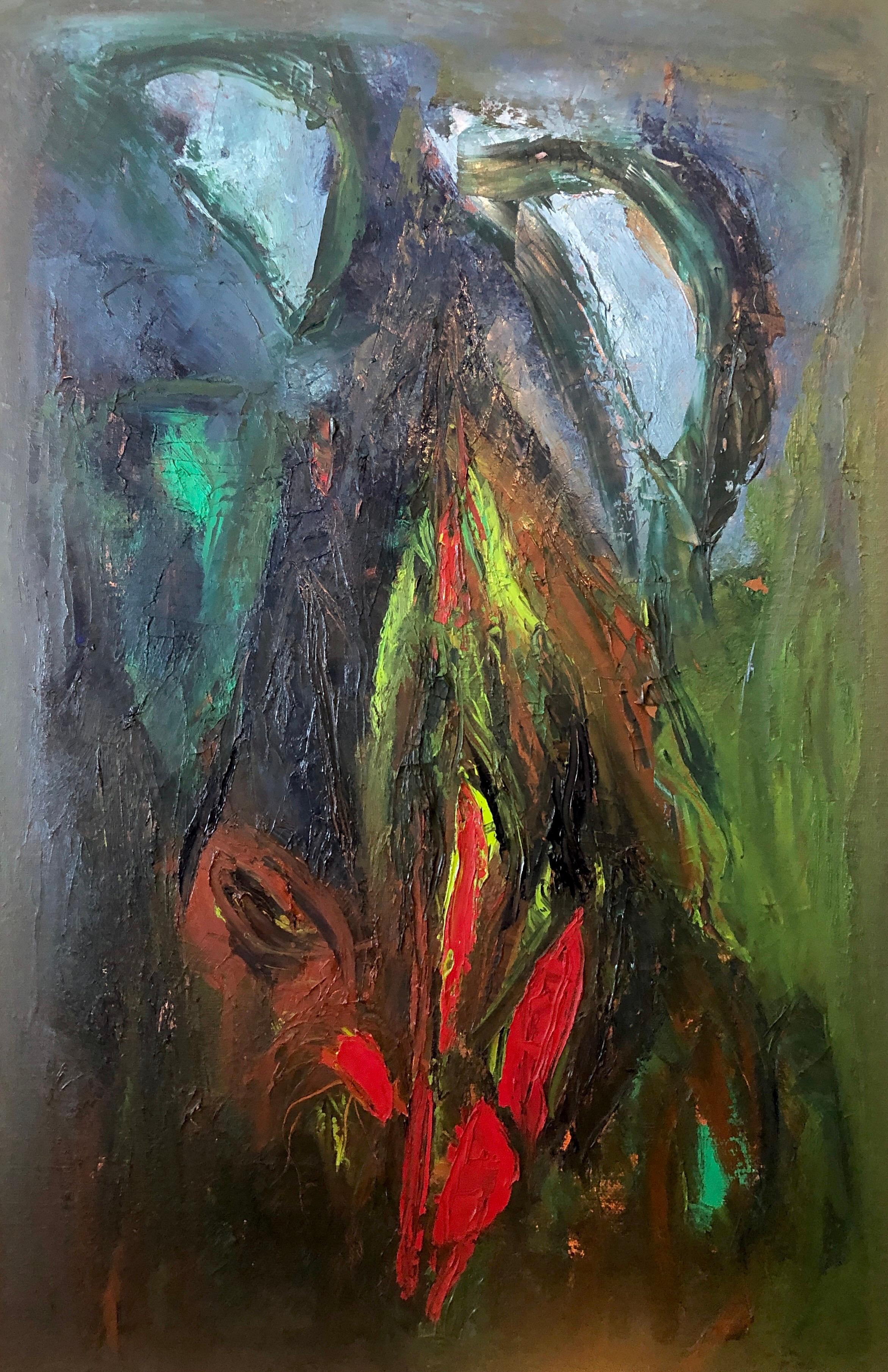 Gran pintura al óleo expresionista abstracta colorista MCM Modernista Ralph Rosenborg en venta 2
