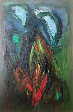 Grande dipinto a olio colorato MCM Espressionista astratto Modernista Ralph Rosenborg