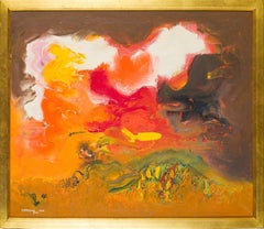 "Orange and White Sky, " Ralph Rosenborg, Abstract Expressionist Nature Landscape