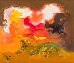 "Orange and White Sky, " Ralph Rosenborg, Abstract Expressionist Nature Landscape